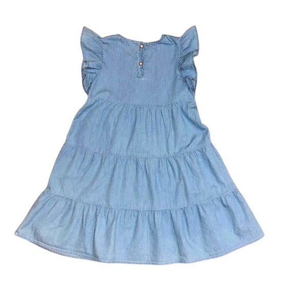 Girls Chambray Flutter-Sleeve Casual Dress Size 7/8 - Picture 5 of 7